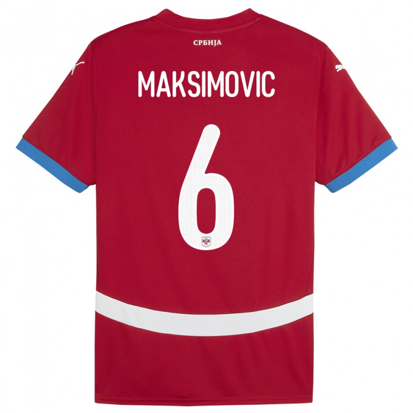 Dzieci Serbia Nemanja Maksimovic #6 Czerwony Domowa Koszulka 24-26 Koszulki Klubowe