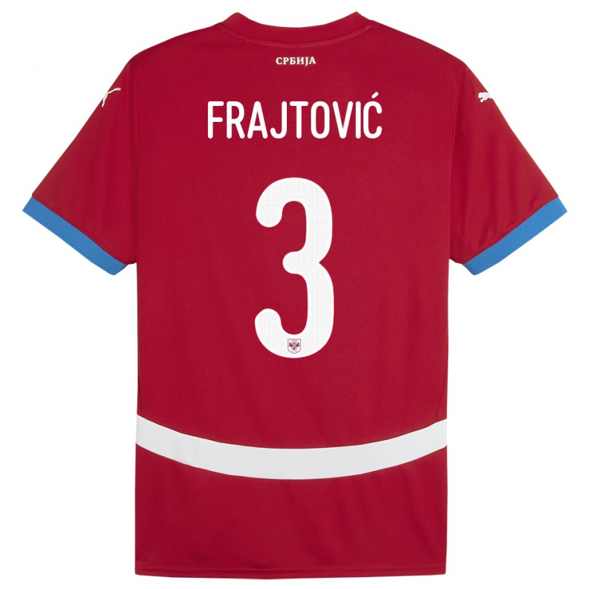 Dzieci Serbia Andela Frajtovic #3 Czerwony Domowa Koszulka 24-26 Koszulki Klubowe