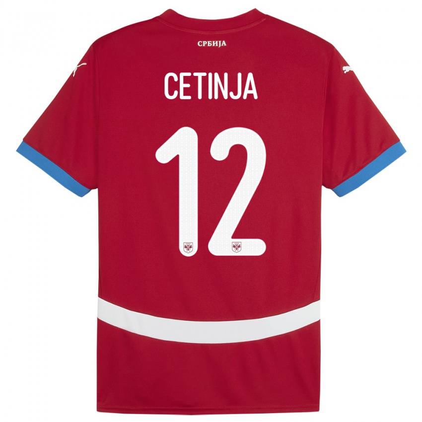 Dzieci Serbia Sara Cetinja #12 Czerwony Domowa Koszulka 24-26 Koszulki Klubowe