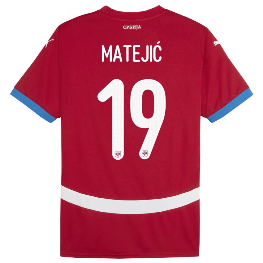 Dzieci Serbia Nina Matejic #19 Czerwony Domowa Koszulka 24-26 Koszulki Klubowe