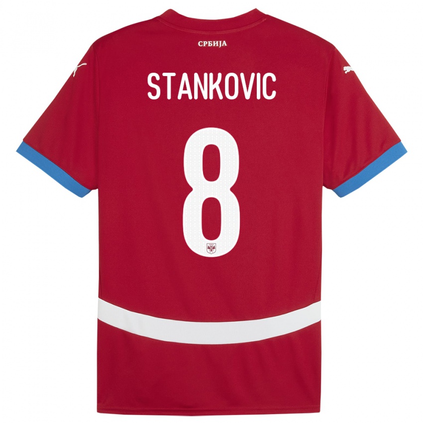 Dzieci Serbia Nikola Stankovic #8 Czerwony Domowa Koszulka 24-26 Koszulki Klubowe