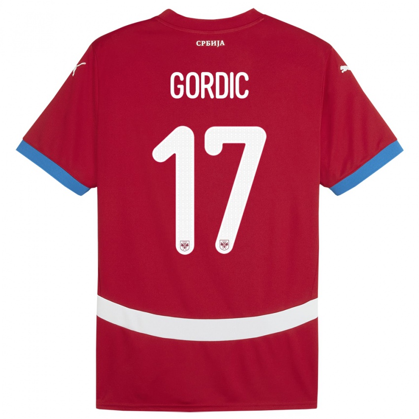 Dzieci Serbia Djordje Gordic #17 Czerwony Domowa Koszulka 24-26 Koszulki Klubowe