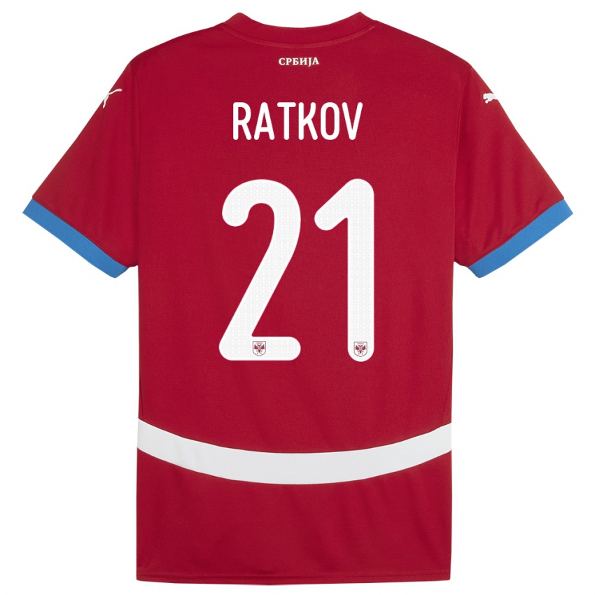 Dzieci Serbia Petar Ratkov #21 Czerwony Domowa Koszulka 24-26 Koszulki Klubowe