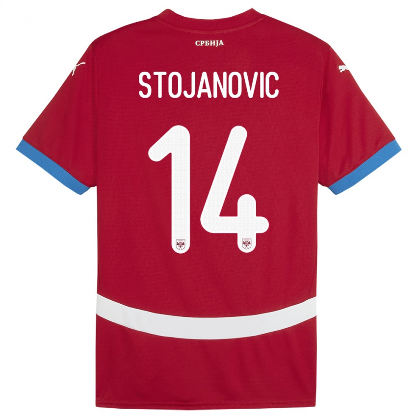 Dzieci Serbia Matija Stojanovic #14 Czerwony Domowa Koszulka 24-26 Koszulki Klubowe