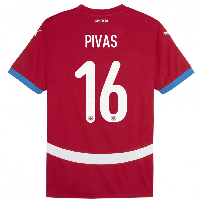 Dzieci Serbia Miodrag Pivas #16 Czerwony Domowa Koszulka 24-26 Koszulki Klubowe
