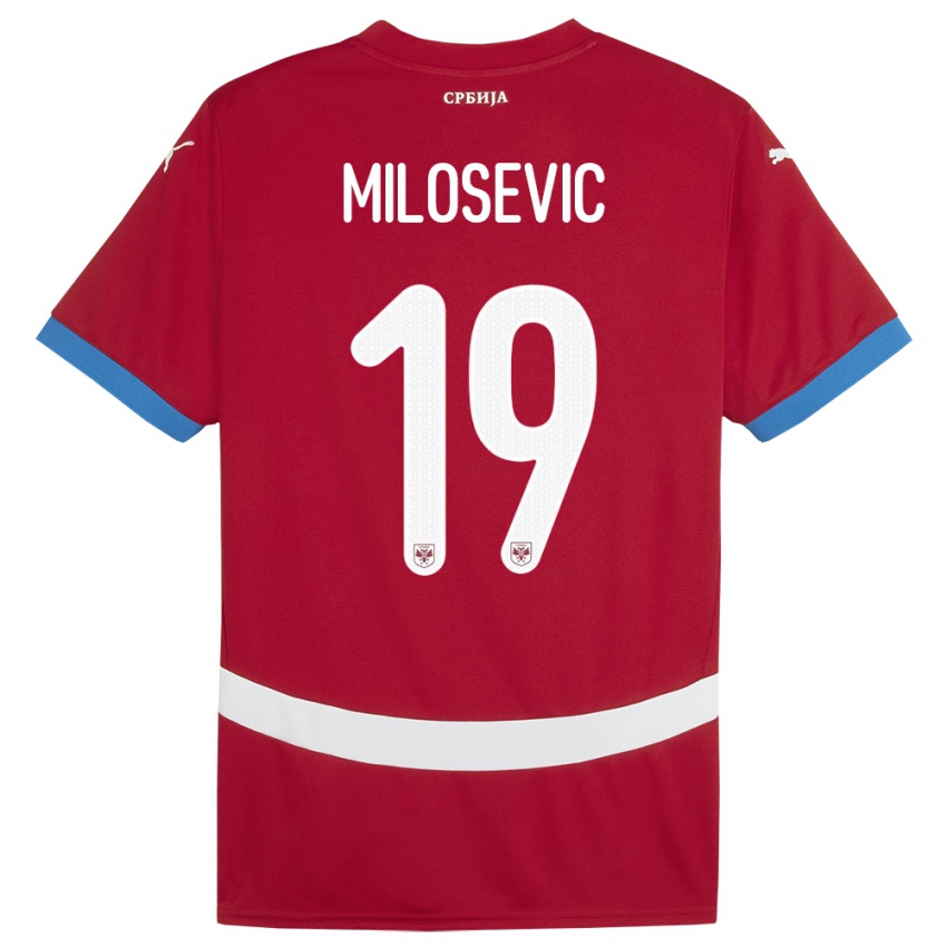 Dzieci Serbia Jovan Milosevic #19 Czerwony Domowa Koszulka 24-26 Koszulki Klubowe