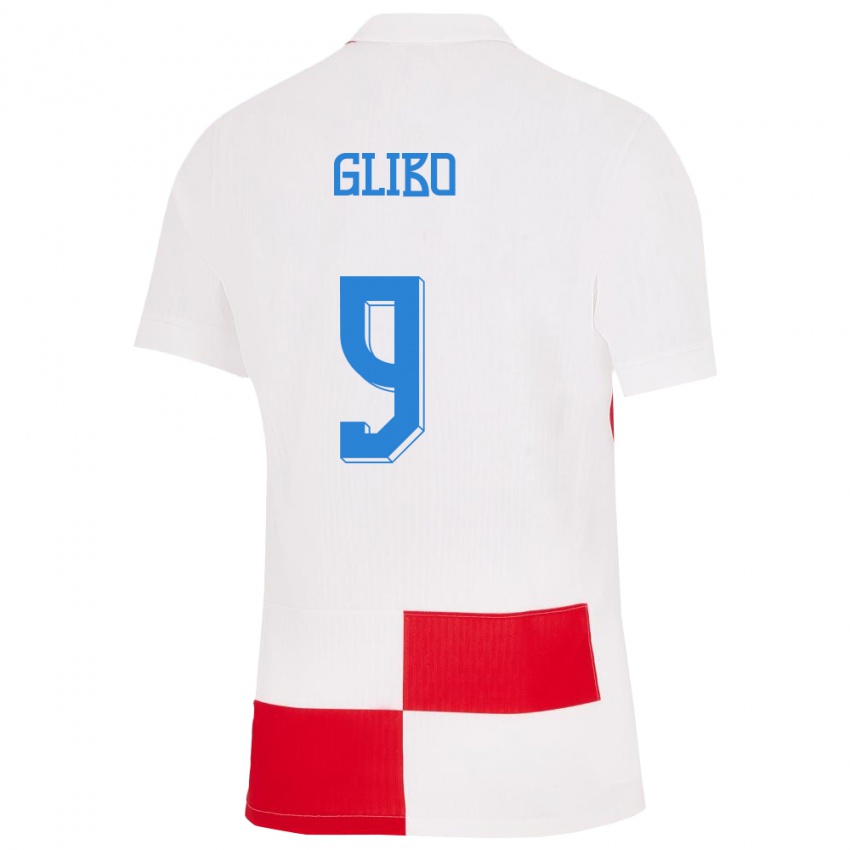 Dzieci Chorwacja Andrea Glibo #9 Biało - Czerwony Domowa Koszulka 24-26 Koszulki Klubowe