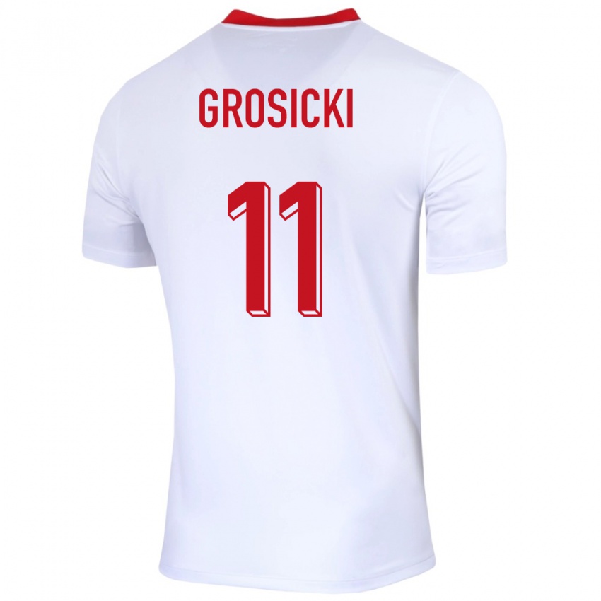 Dzieci Polska Kamil Grosicki #11 Biały Domowa Koszulka 24-26 Koszulki Klubowe