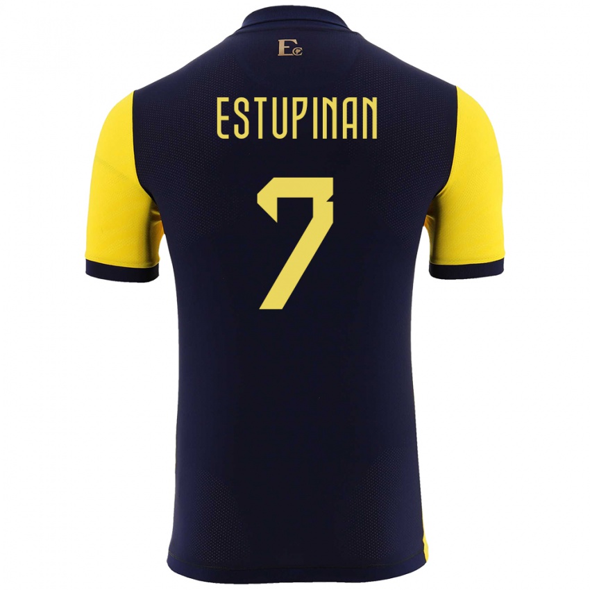 Dzieci Ecuador Pervis Estupinan #7 Żółty Domowa Koszulka 24-26 Koszulki Klubowe
