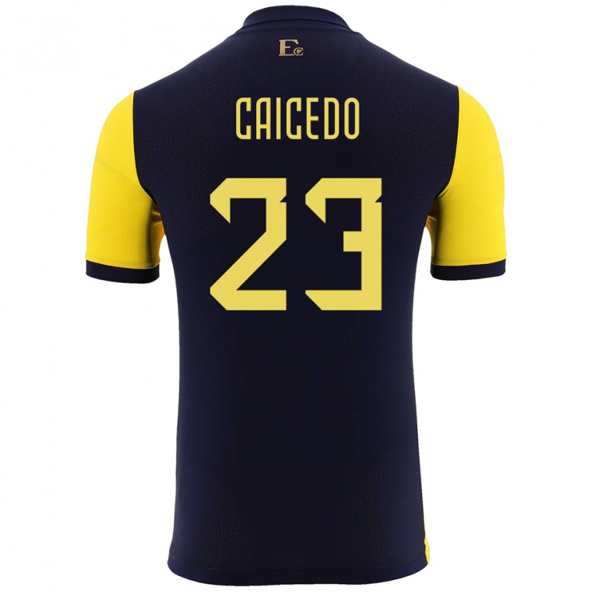 Dzieci Ecuador Moises Caicedo #23 Żółty Domowa Koszulka 24-26 Koszulki Klubowe