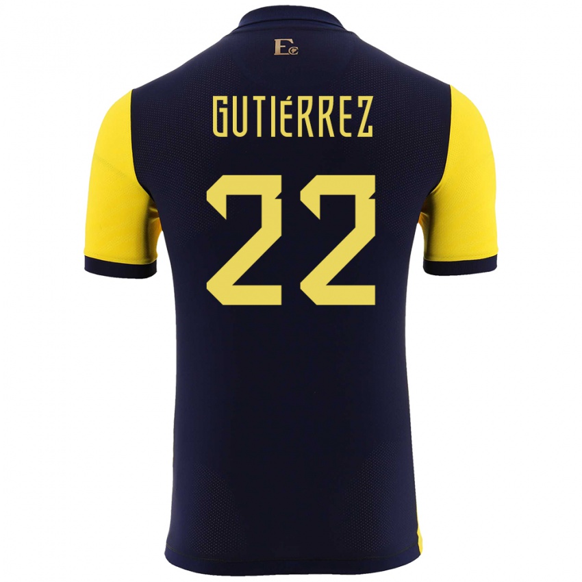 Dzieci Ecuador Melanie Gutierrez #22 Żółty Domowa Koszulka 24-26 Koszulki Klubowe