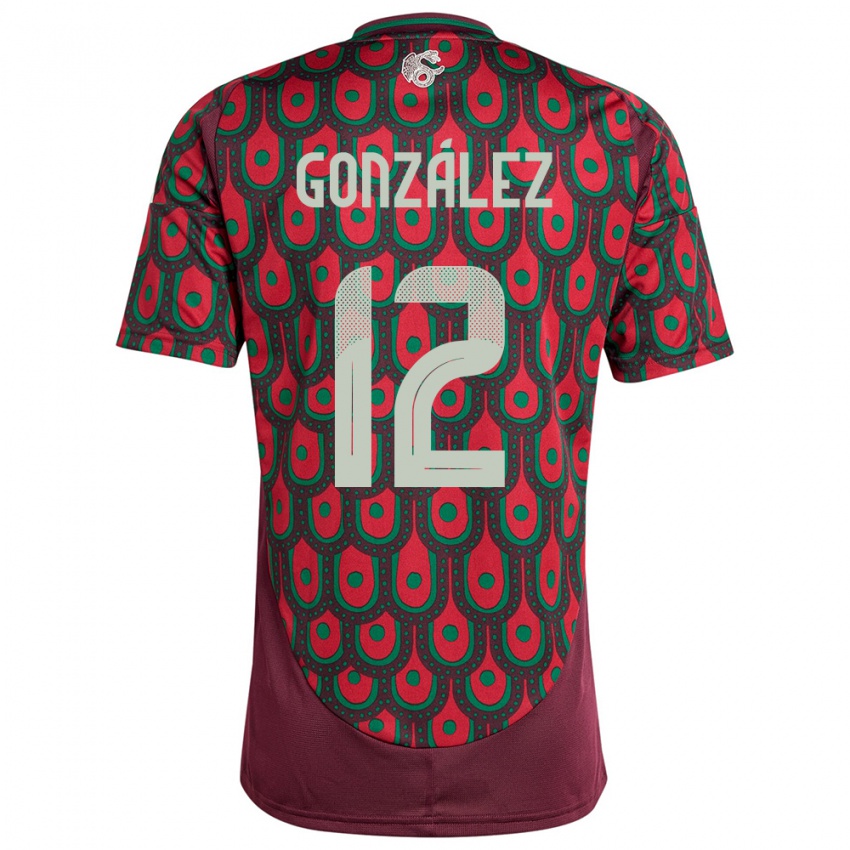 Dzieci Meksyk Itzel Gonzalez #12 Kasztanowaty Domowa Koszulka 24-26 Koszulki Klubowe