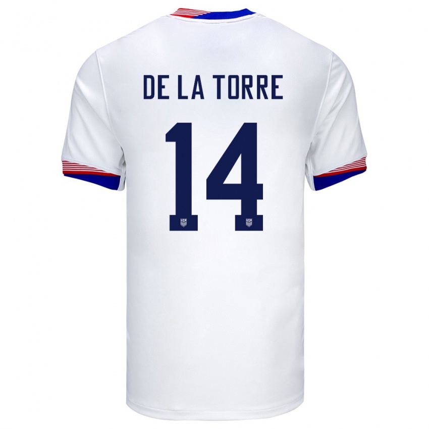 Dzieci Stany Zjednoczone Luca De La Torre #14 Biały Domowa Koszulka 24-26 Koszulki Klubowe