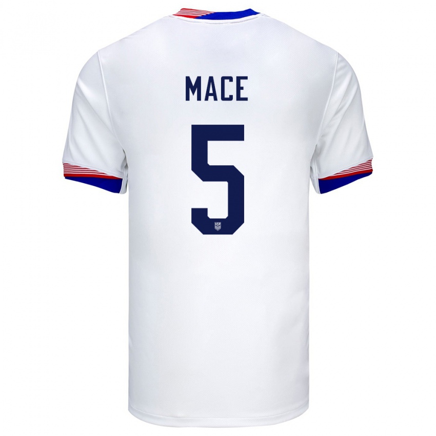 Dzieci Stany Zjednoczone Hailie Mace #5 Biały Domowa Koszulka 24-26 Koszulki Klubowe