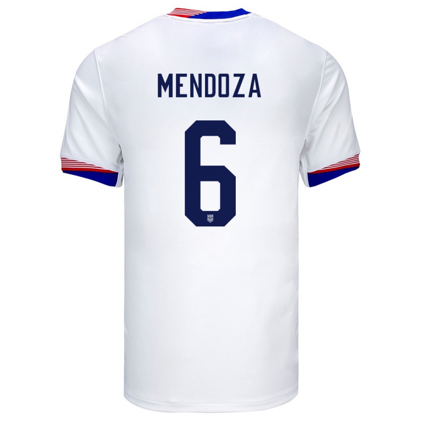 Dzieci Stany Zjednoczone Edwyn Mendoza #6 Biały Domowa Koszulka 24-26 Koszulki Klubowe