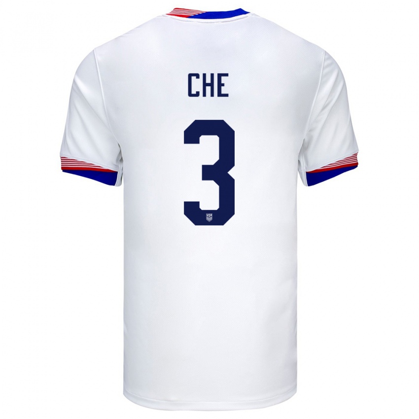 Dzieci Stany Zjednoczone Justin Che #3 Biały Domowa Koszulka 24-26 Koszulki Klubowe