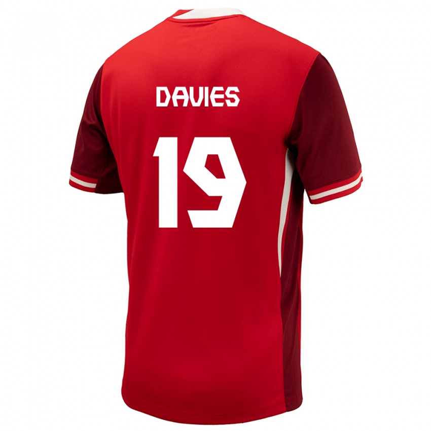 Dzieci Kanada Alphonso Davies #19 Czerwony Domowa Koszulka 24-26 Koszulki Klubowe