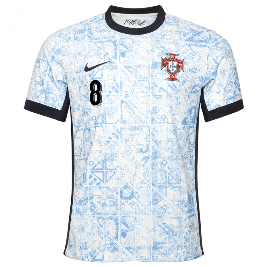 Dzieci Portugalia Paulo Bernardo #8 Kremowy Niebieski Wyjazdowa Koszulka 24-26 Koszulki Klubowe