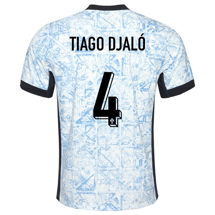 Dzieci Portugalia Tiago Djalo #4 Kremowy Niebieski Wyjazdowa Koszulka 24-26 Koszulki Klubowe