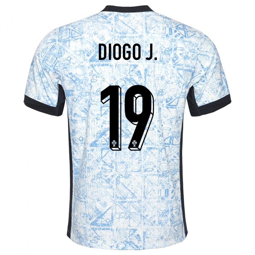 Dzieci Portugalia Diogo Jota #19 Kremowy Niebieski Wyjazdowa Koszulka 24-26 Koszulki Klubowe