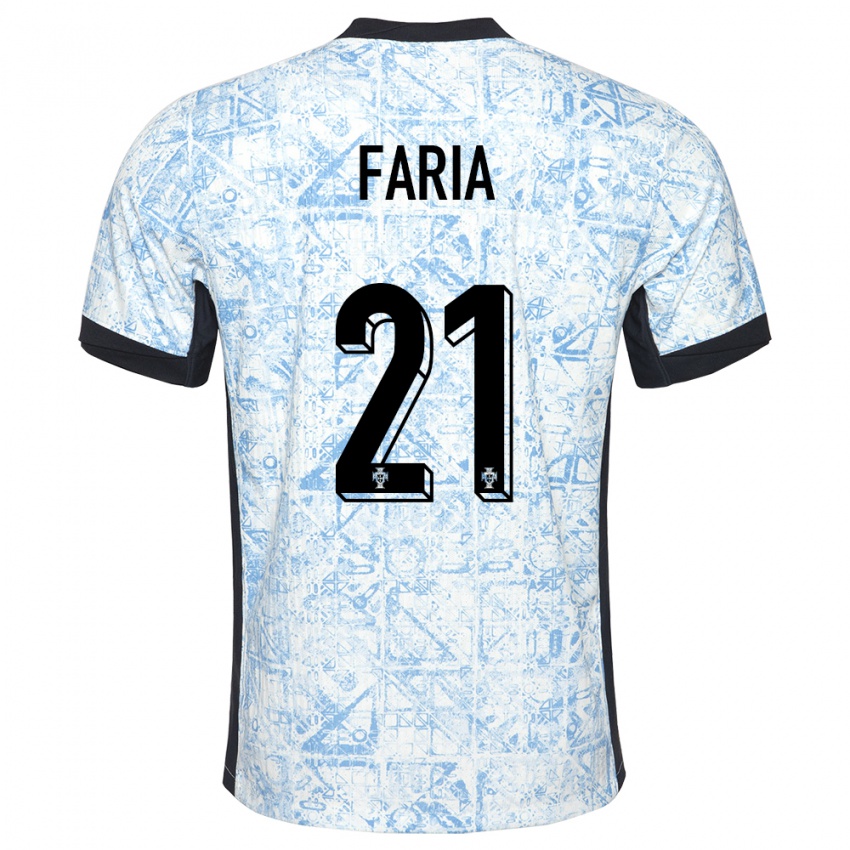 Dzieci Portugalia Andreia Faria #21 Kremowy Niebieski Wyjazdowa Koszulka 24-26 Koszulki Klubowe