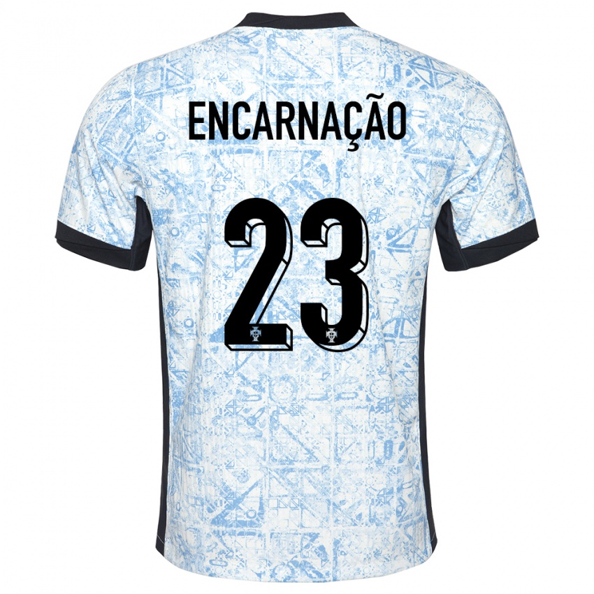 Dzieci Portugalia Telma Encarnacao #23 Kremowy Niebieski Wyjazdowa Koszulka 24-26 Koszulki Klubowe