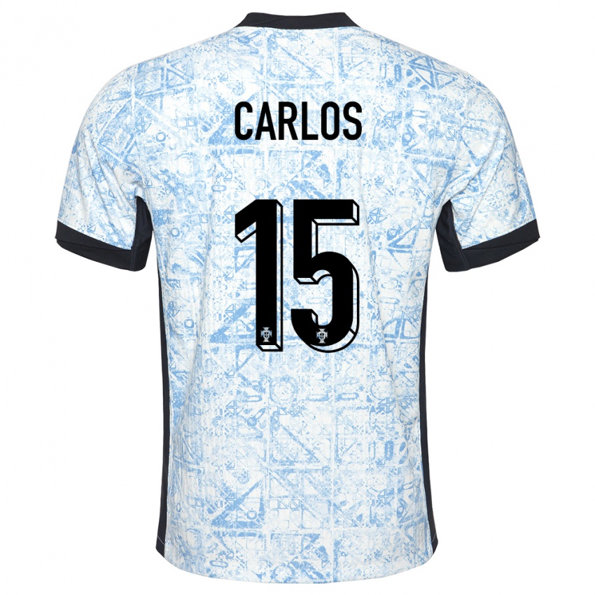 Dzieci Portugalia Ze Carlos #15 Kremowy Niebieski Wyjazdowa Koszulka 24-26 Koszulki Klubowe