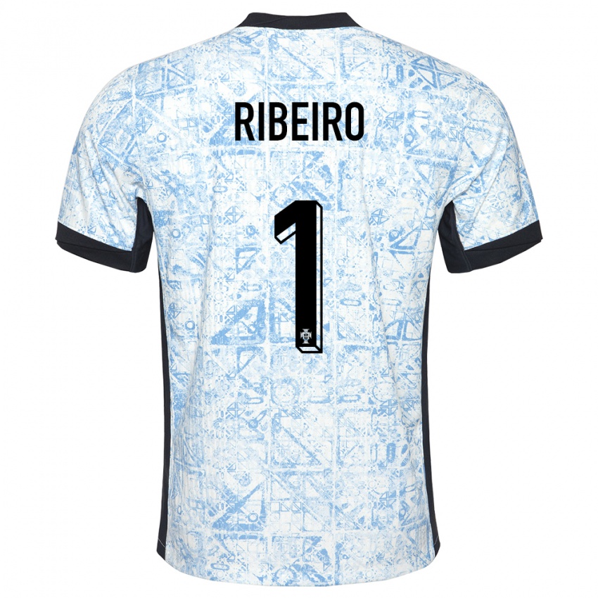 Dzieci Portugalia Goncalo Ribeiro #1 Kremowy Niebieski Wyjazdowa Koszulka 24-26 Koszulki Klubowe