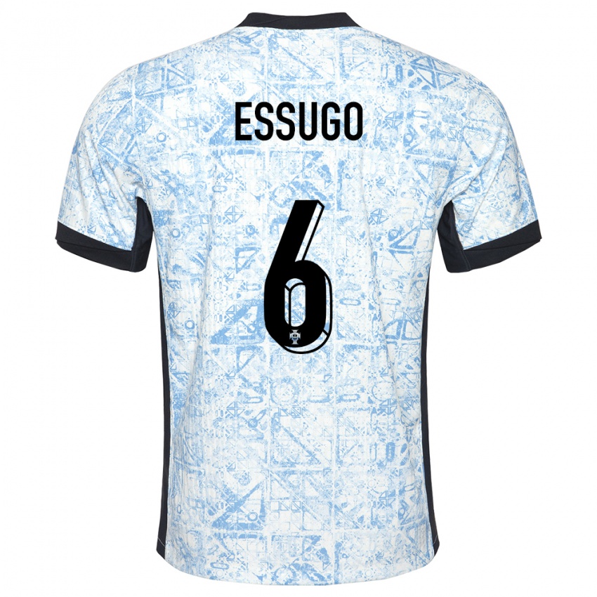 Dzieci Portugalia Dario Essugo #6 Kremowy Niebieski Wyjazdowa Koszulka 24-26 Koszulki Klubowe