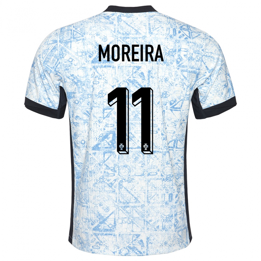 Dzieci Portugalia Diego Moreira #11 Kremowy Niebieski Wyjazdowa Koszulka 24-26 Koszulki Klubowe
