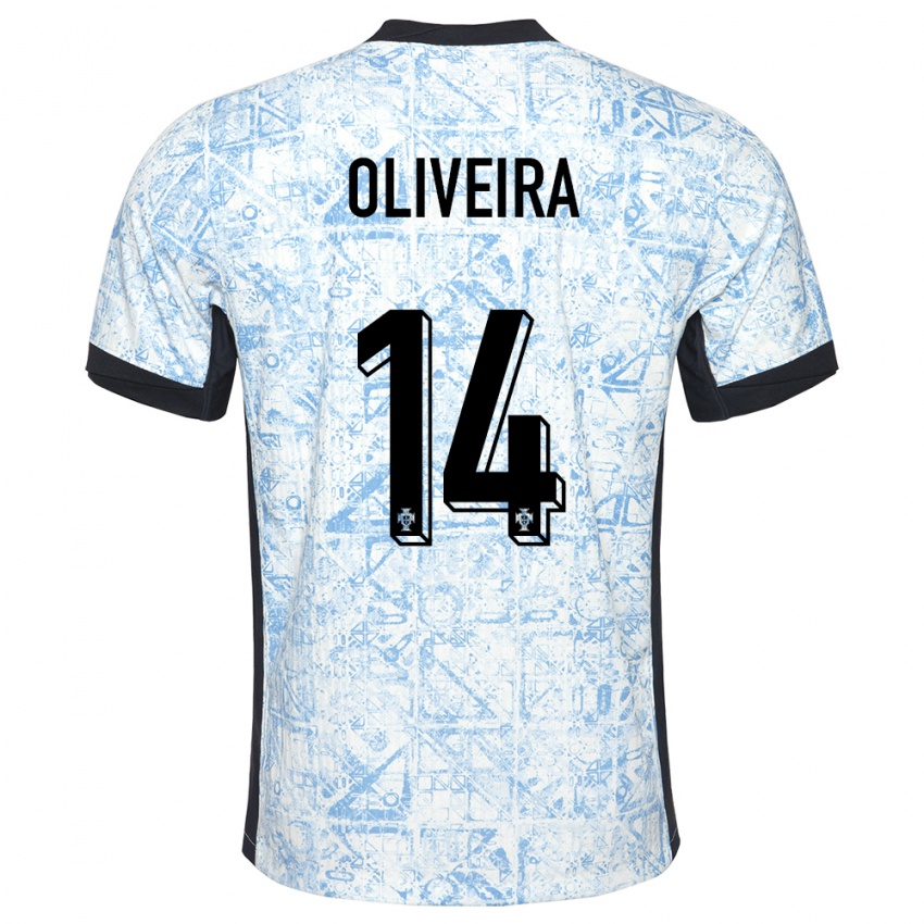 Dzieci Portugalia Hugo Oliveira #14 Kremowy Niebieski Wyjazdowa Koszulka 24-26 Koszulki Klubowe