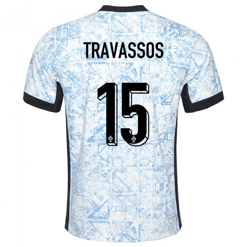 Dzieci Portugalia Diogo Travassos #15 Kremowy Niebieski Wyjazdowa Koszulka 24-26 Koszulki Klubowe