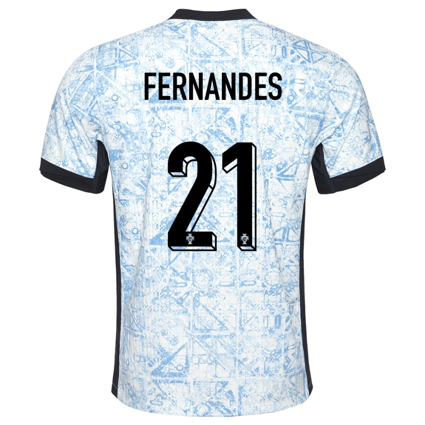 Dzieci Portugalia Mateus Fernandes #21 Kremowy Niebieski Wyjazdowa Koszulka 24-26 Koszulki Klubowe