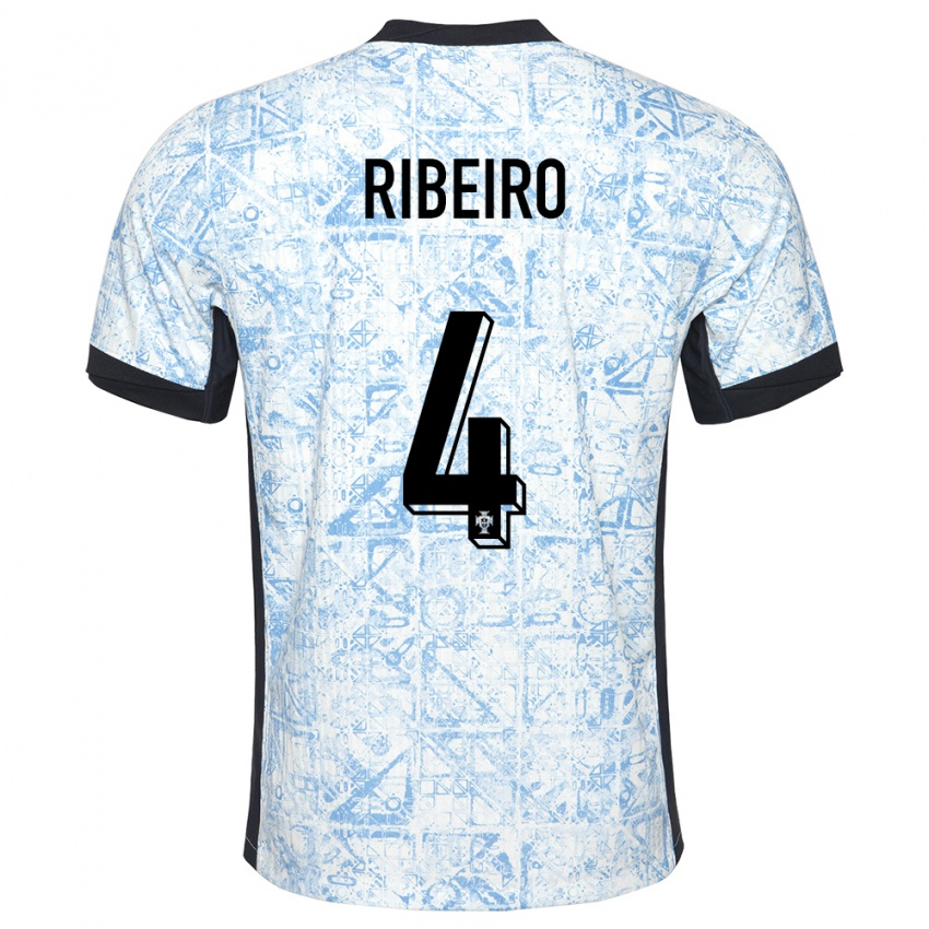 Dzieci Portugalia Ricardo Ribeiro #4 Kremowy Niebieski Wyjazdowa Koszulka 24-26 Koszulki Klubowe