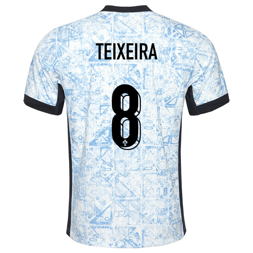 Dzieci Portugalia Joao Teixeira #8 Kremowy Niebieski Wyjazdowa Koszulka 24-26 Koszulki Klubowe