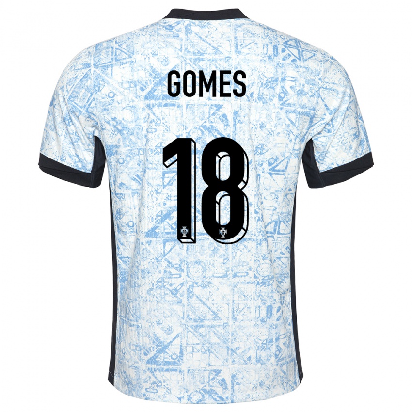 Dzieci Portugalia Andre Gomes #18 Kremowy Niebieski Wyjazdowa Koszulka 24-26 Koszulki Klubowe