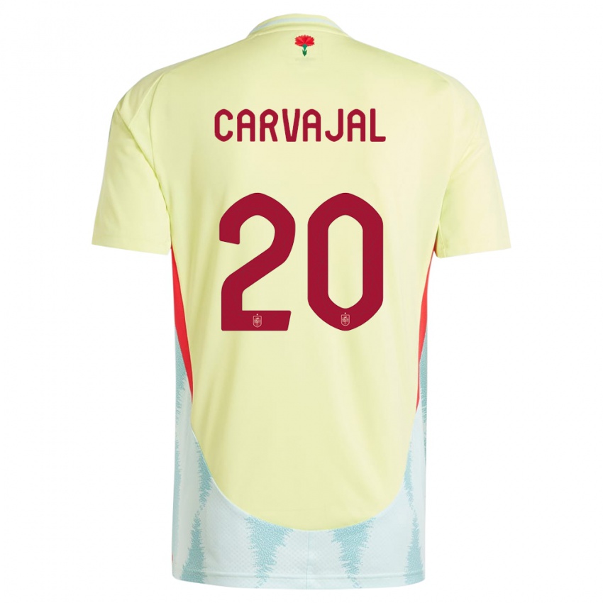Dzieci Hiszpania Daniel Carvajal #20 Żółty Wyjazdowa Koszulka 24-26 Koszulki Klubowe