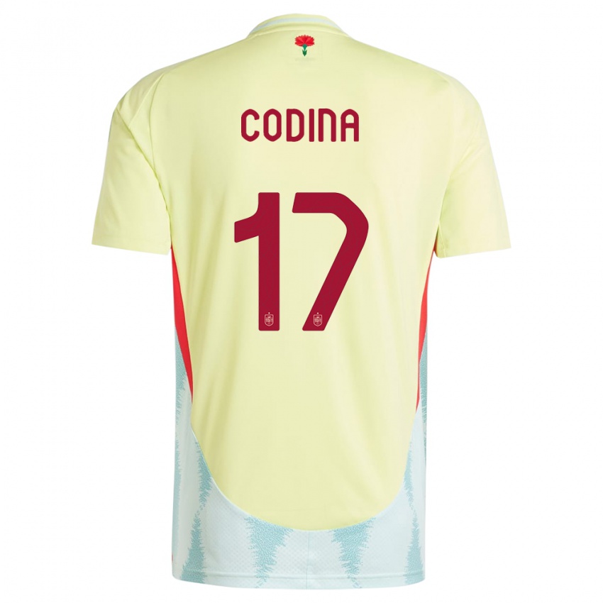 Dzieci Hiszpania Laia Codina #17 Żółty Wyjazdowa Koszulka 24-26 Koszulki Klubowe