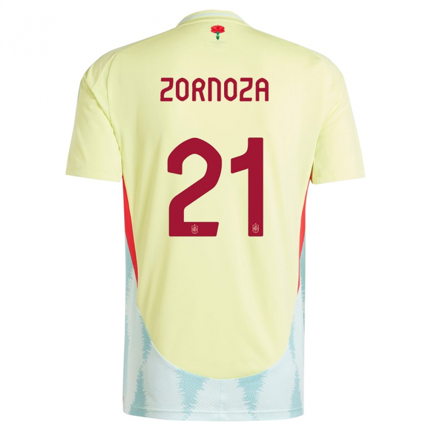 Dzieci Hiszpania Claudia Zornoza #21 Żółty Wyjazdowa Koszulka 24-26 Koszulki Klubowe