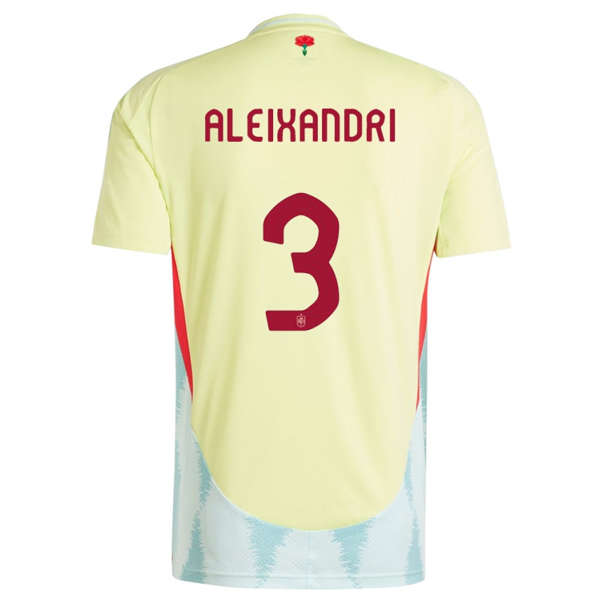 Dzieci Hiszpania Laia Aleixandri #3 Żółty Wyjazdowa Koszulka 24-26 Koszulki Klubowe