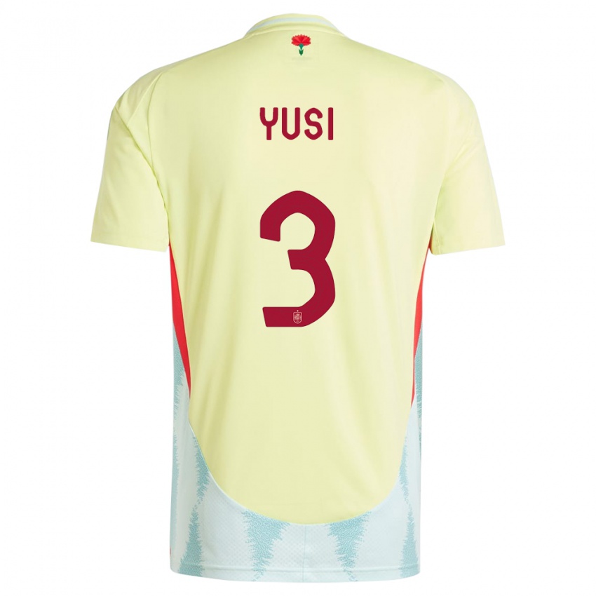 Dzieci Hiszpania Yusi #3 Żółty Wyjazdowa Koszulka 24-26 Koszulki Klubowe