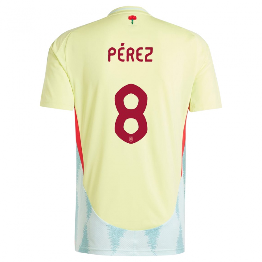 Dzieci Hiszpania Dani Perez #8 Żółty Wyjazdowa Koszulka 24-26 Koszulki Klubowe