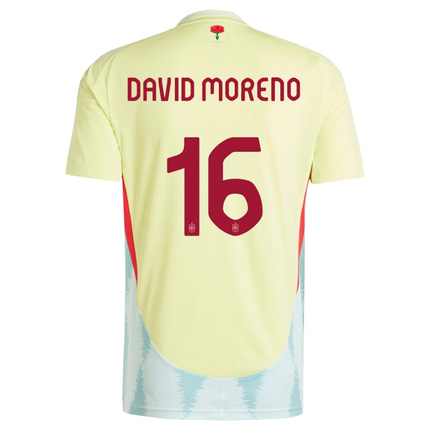 Dzieci Hiszpania Antonio David Moreno #16 Żółty Wyjazdowa Koszulka 24-26 Koszulki Klubowe
