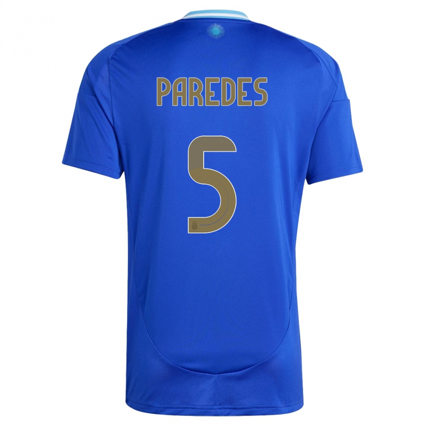 Dzieci Argentyna Leandro Paredes #5 Niebieski Wyjazdowa Koszulka 24-26 Koszulki Klubowe