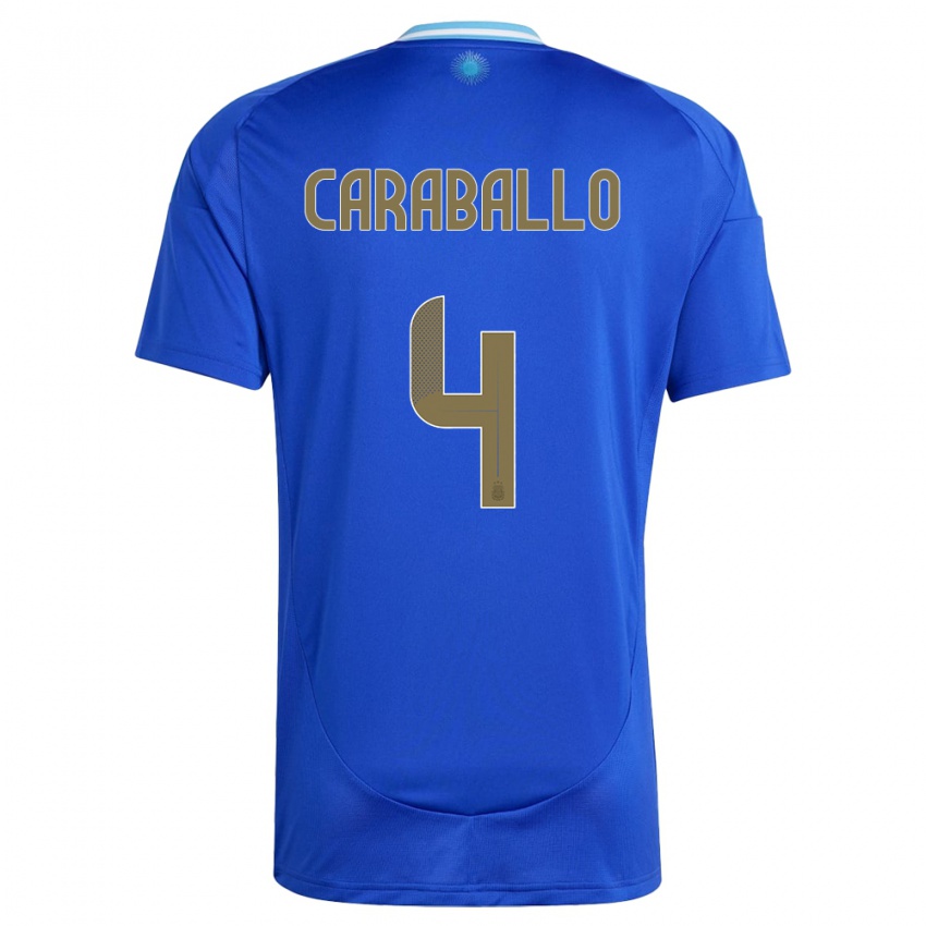 Dzieci Argentyna Brian Caraballo #4 Niebieski Wyjazdowa Koszulka 24-26 Koszulki Klubowe