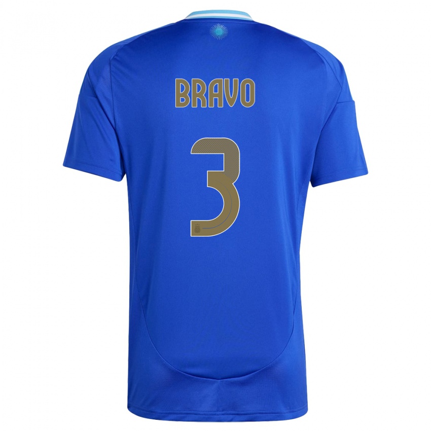 Dzieci Argentyna Claudio Bravo #3 Niebieski Wyjazdowa Koszulka 24-26 Koszulki Klubowe
