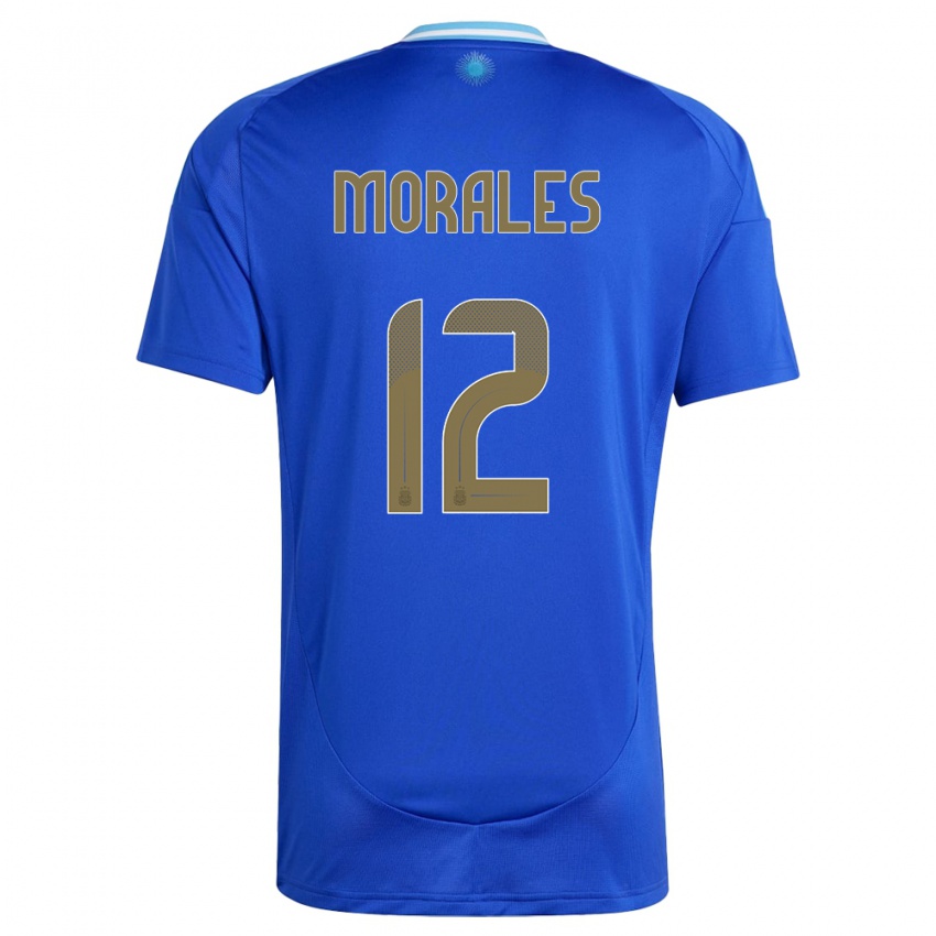 Dzieci Argentyna Lautaro Morales #12 Niebieski Wyjazdowa Koszulka 24-26 Koszulki Klubowe