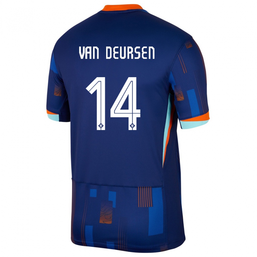 Dzieci Holandia Eva Van Deursen #14 Niebieski Wyjazdowa Koszulka 24-26 Koszulki Klubowe