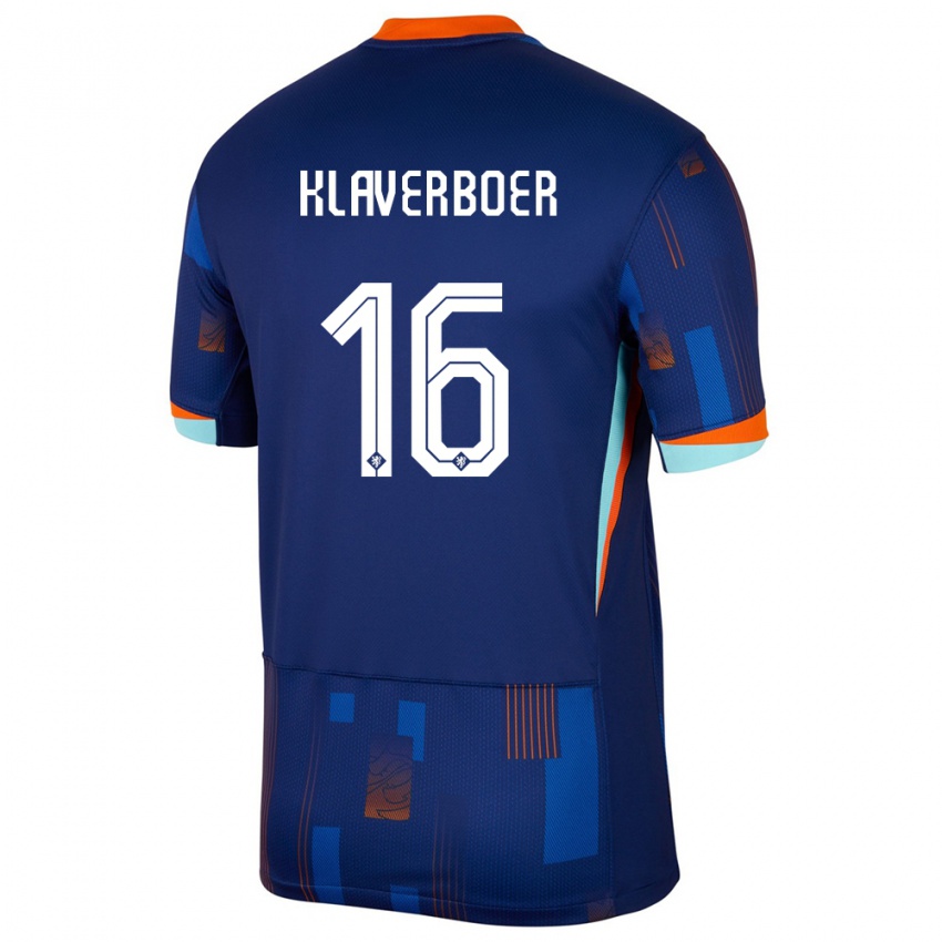 Dzieci Holandia Bernt Klaverboer #16 Niebieski Wyjazdowa Koszulka 24-26 Koszulki Klubowe