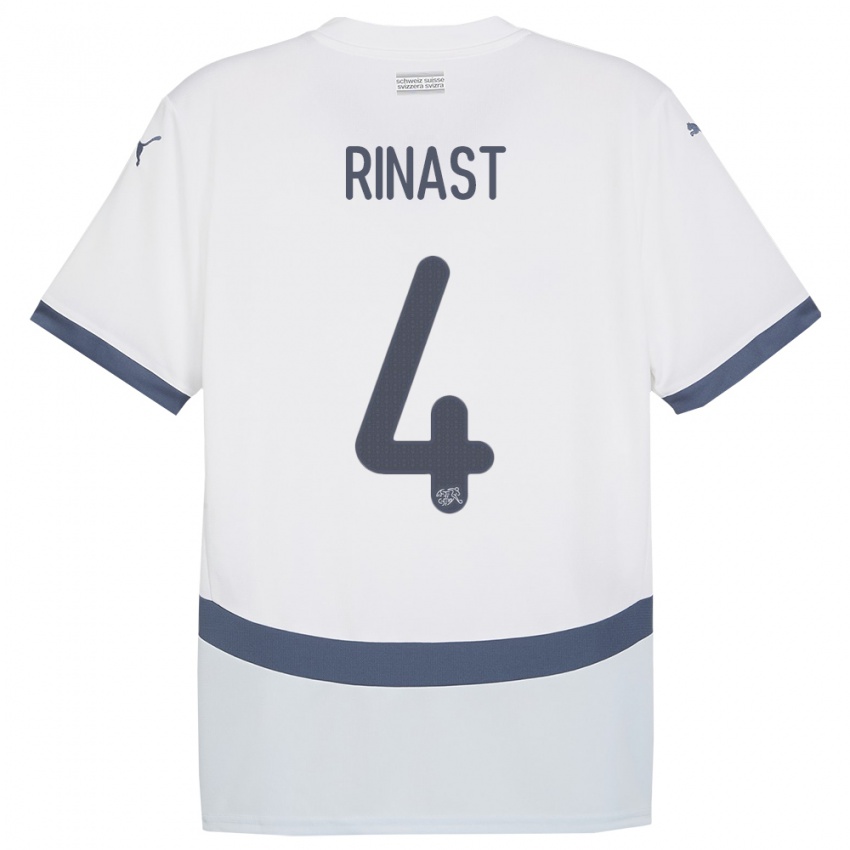 Dzieci Szwajcaria Rachel Rinast #4 Biały Wyjazdowa Koszulka 24-26 Koszulki Klubowe